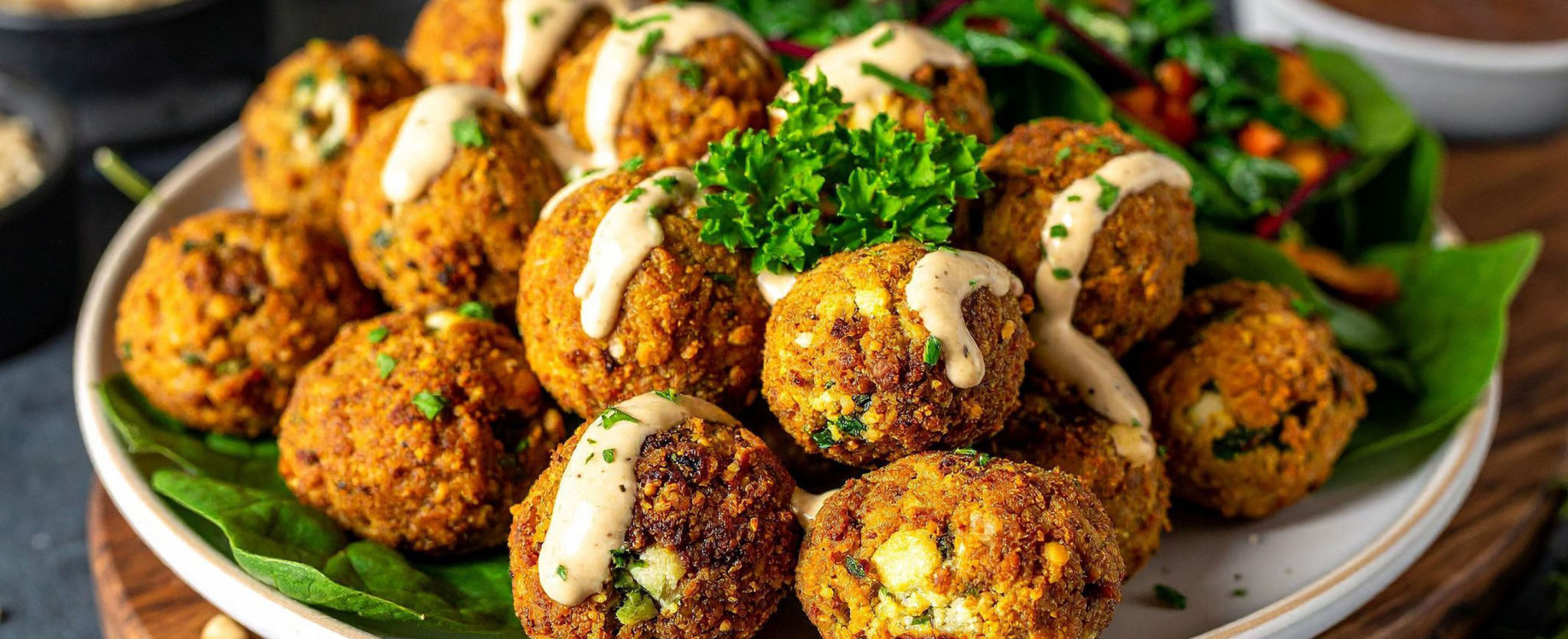 Plant-based catering, falafel dish